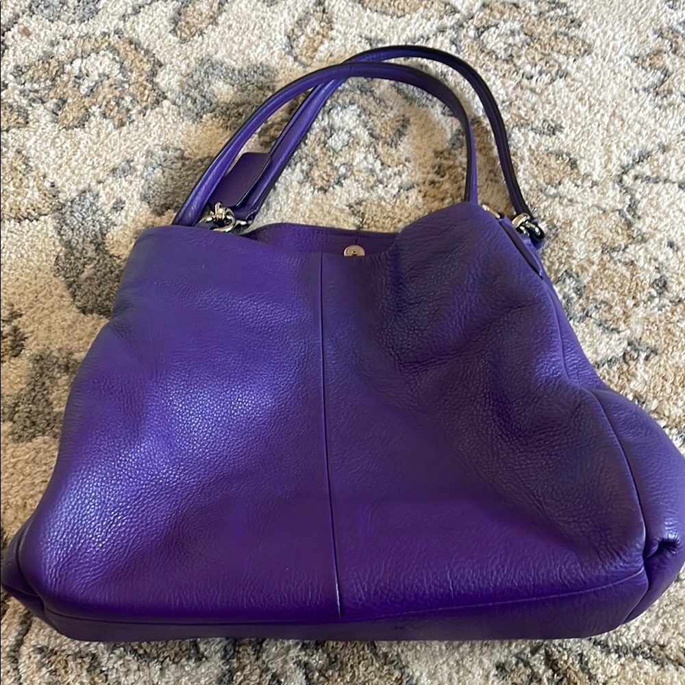 Coach  Purple Leather Tote Bag